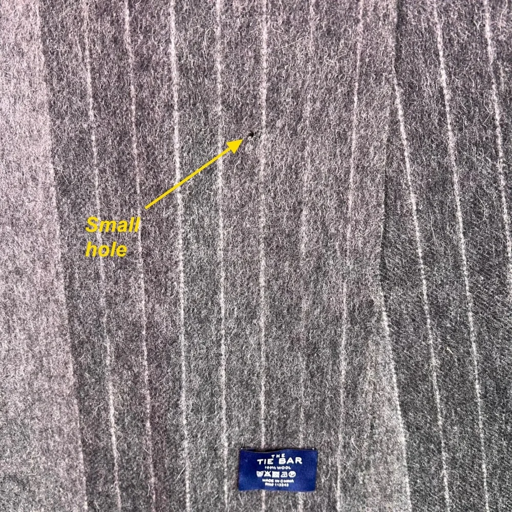The Tie Bar Gray Pinstripe 100% Wool Scarf Fringe Winter Outdoor Dressy Business